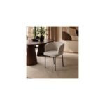Elise Set of 2 Curved Back Chenille Dining Chairs Light Brown - Image 2