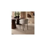 Elise Set of 2 Curved Back Chenille Dining Chairs Light Brown - Image 3