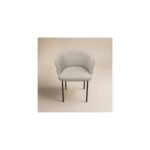 Elise Set of 2 Curved Back Chenille Dining Chairs Light Brown - Image 4
