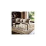 Elise Set of 2 Linen Effect Dining Chairs Beige