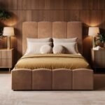 Enrica Velvet Upholstered Panel Bed Frame