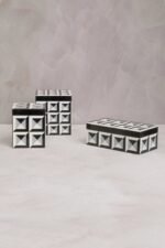 Eriskay Black Grey and White Large Square Trinket Box