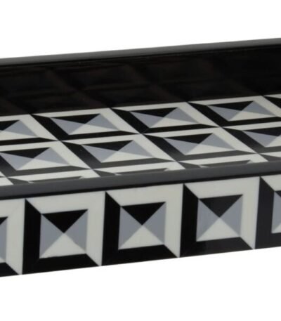 Eriskay Black Grey and White Rectangular Tray