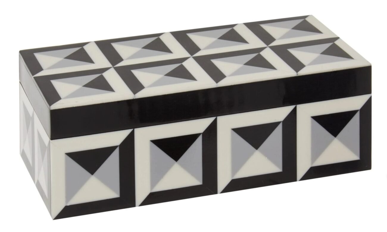 Eriskay Black Grey and White Rectangular Trinket Box