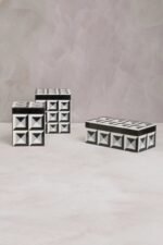 Eriskay Black Grey and White Small Square Trinket Box