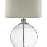 Erraid Small Round Glass Table Lamp with Ivory Silk Shade
