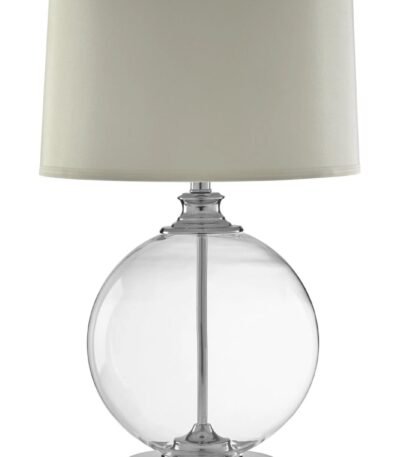 Erraid Small Round Glass Table Lamp with Ivory Silk Shade