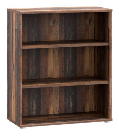 Essential Low Wide 2 Shelf Bookcase in Vintage Oak