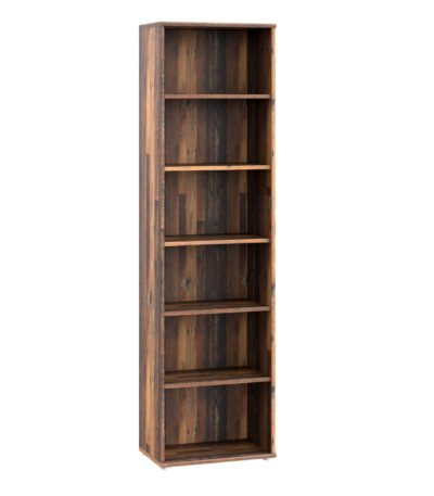 Essential Narrow 5 Shelf Bookcase in Vintage Oak