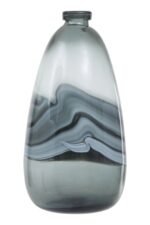Fetlar Grey Swirl Design Large Glass Bottle Vase