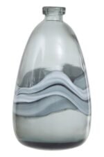 Fetlar Grey Swirl Design Medium Glass Bottle Vase