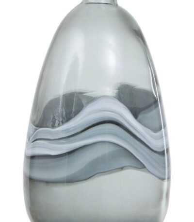 Fetlar Grey Swirl Design Medium Glass Bottle Vase