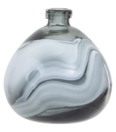 Fetlar Grey Swirl Design Small Glass Bottle Vase