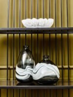 Fetlar Grey Swirl Design Small Glass Bottle Vase