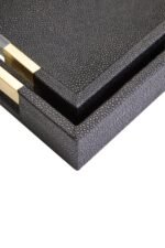 Foula Set of 2 Black Shagreen Effect Trays