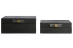 Foula Set of 2 Black Shagreen Effect Trinket Boxes