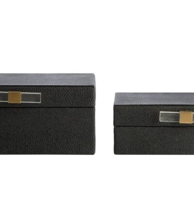 Foula Set of 2 Black Shagreen Effect Trinket Boxes