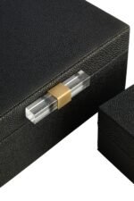 Foula Set of 2 Black Shagreen Effect Trinket Boxes