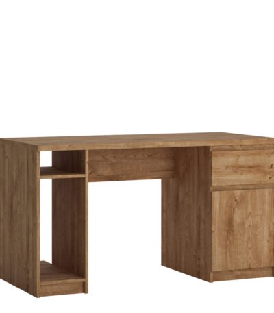 Fribo 1 Door 1 Drawer Twin Pedestal Desk in Oak