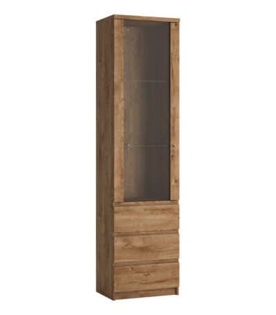 Fribo Tall Narrow 1 Door 3 Drawer Glazed Display Cabinet