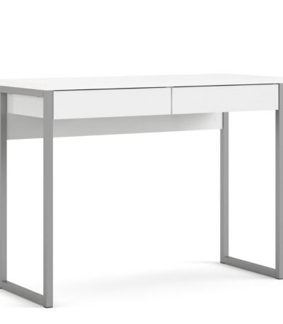 Function Plus Desk 2 Drawers in White High Gloss