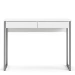Function Plus Desk 2 Drawers in White High Gloss