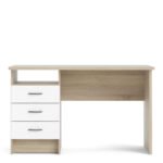 Function Plus Oak Desk 3 White Drawers