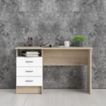 Function Plus Oak Desk 3 White Drawers