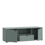Ganymede Wide TV Unit with Open Shelf & 2 Doors in Sage Green