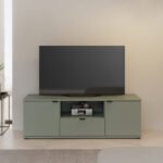 Ganymede Wide TV Unit with Open Shelf & 2 Doors in Sage Green