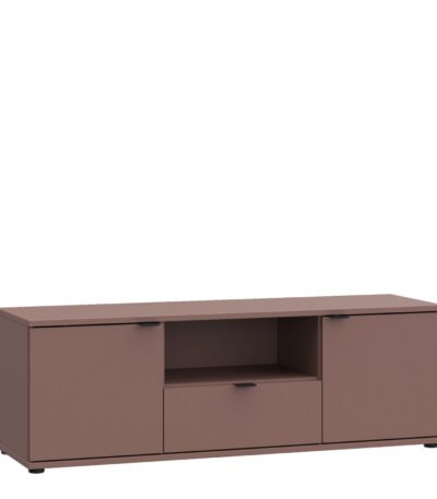 Ganymede Wide TV Unit with Open Shelf, Drawer & 2 Doors in Terracotta