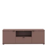 Ganymede Wide TV Unit with Open Shelf, Drawer & 2 Doors in Terracotta