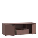 Ganymede Wide TV Unit with Open Shelf, Drawer & 2 Doors in Terracotta