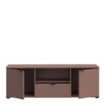 Ganymede Wide TV Unit with Open Shelf, Drawer & 2 Doors in Terracotta