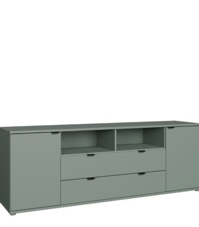 Ganymede Wide TV Unit with Open Shelving, 2 Drawers & 2 Doors