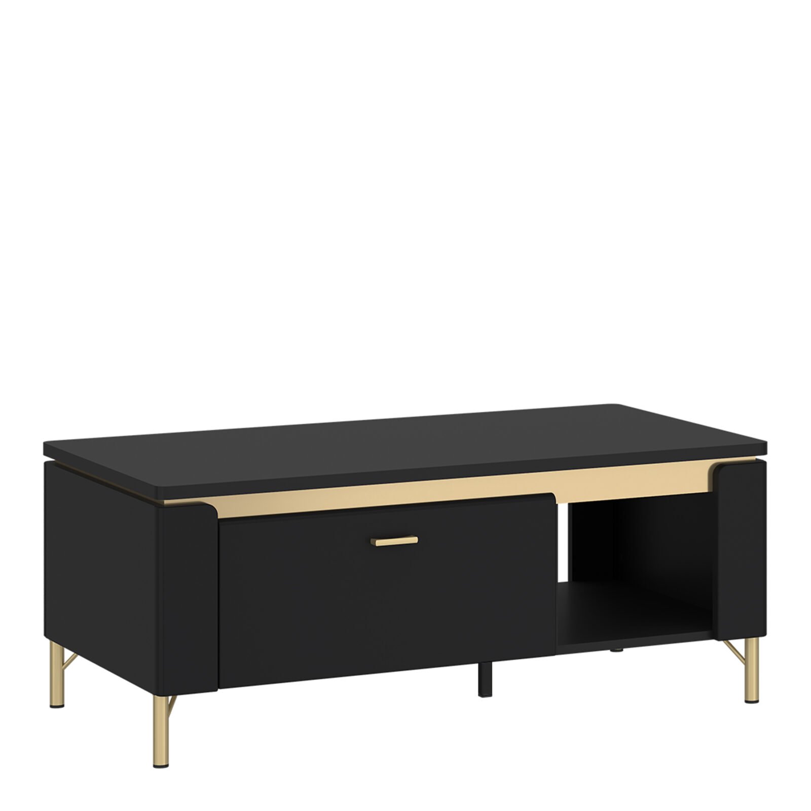 Genoa Coffee Table 1 Drawer in Black Matt/Gold Genoa Coffee Table 1 Drawer in Black Matt/Gold