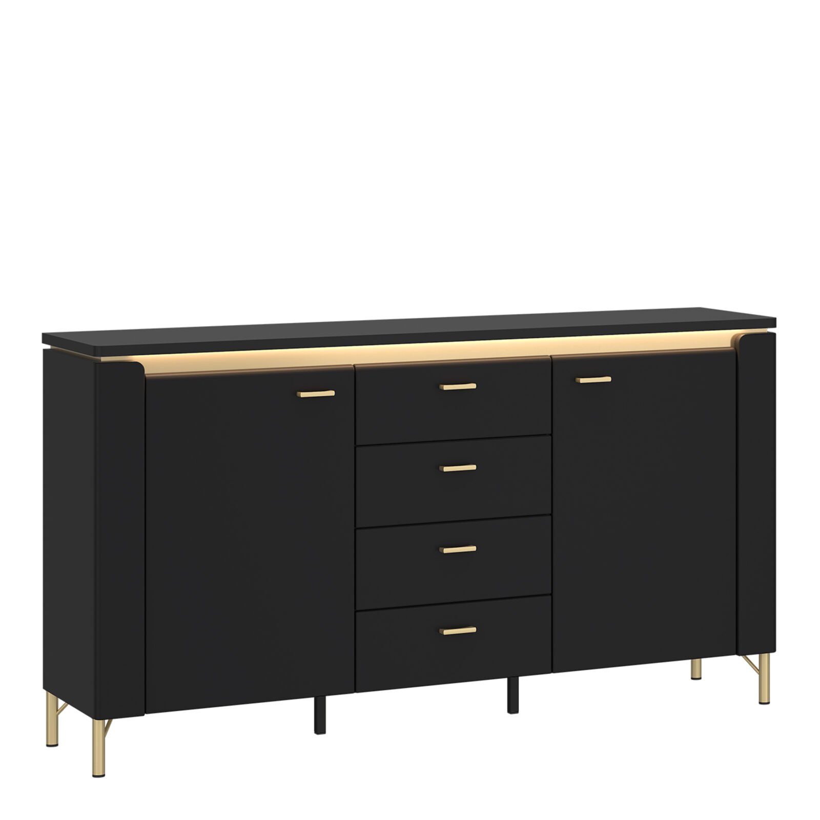 Genoa Sideboard 2 Door 4 Drawer in Black Matt/Gold Genoa Sideboard 2 Door 4 Drawer in Black Matt/Gold