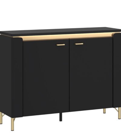 Genoa Sideboard 2 Door in Black Matt/Gold