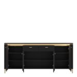 Genoa Sideboard 4 Door 2 Drawer in Black Matt/Gold