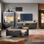 Genoa Vitrin 2 Door in Black Matt/Gold