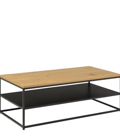 Gila Coffee Table with Open Shelf in Oak & Black