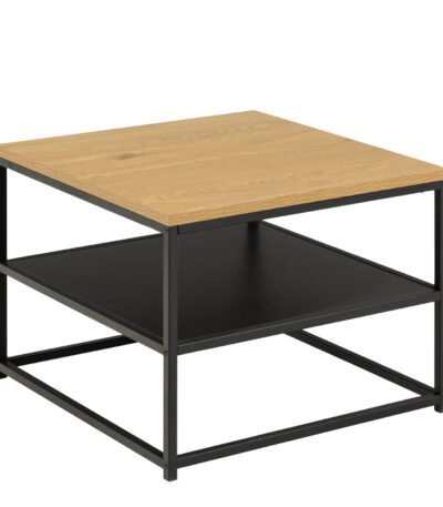 Gila Square Coffee Table with Open Shelf in Oak & Black
