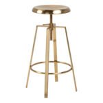 Goose Bar Stool Without Back in Gold Brushed Steel With Adjustable Height