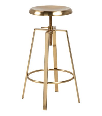 Goose Bar Stool Without Back in Gold Brushed Steel With Adjustable Height