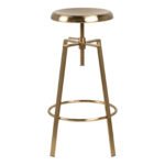 Goose Bar Stool Without Back in Gold Brushed Steel With Adjustable Height