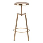 Goose Bar Stool Without Back in Gold Brushed Steel With Adjustable Height