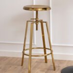 Goose Bar Stool Without Back in Gold Brushed Steel With Adjustable Height