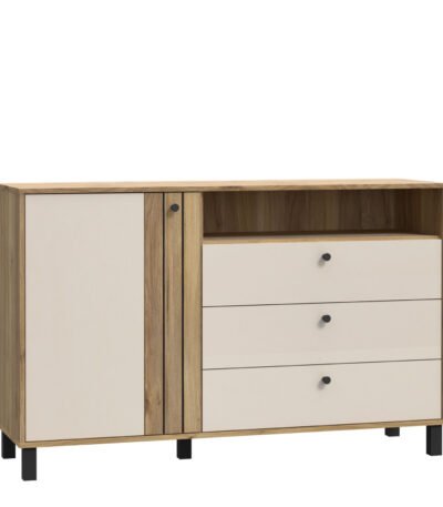 Grafton 1 Door 3 Drawer Chest In Cream and Oak