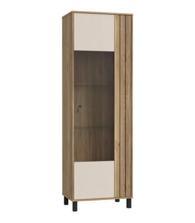 Grafton Glass Door Display Cabinet in Cream and Oak