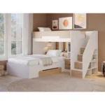 Greyson Staircase Triple Bunk Bed with Storage White